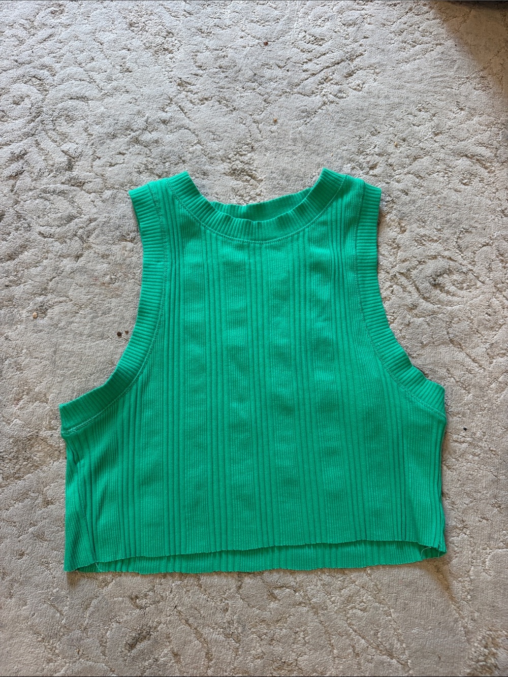 Zara Bright Green Ribbed Crop Tank